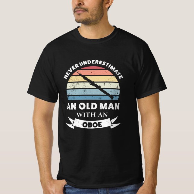 T-shirt Vieux homme avec papa cadeau de musique Oboe (Devant)
