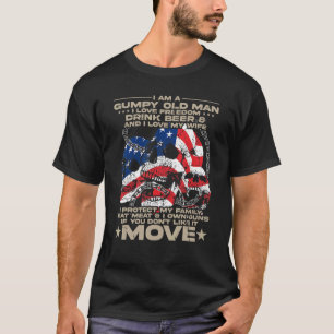 T-shirt Vieux homme grincheux Liberté Bière Famille Crâne 
