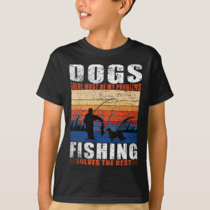 T-shirt Vieux Homme Pêche Papa Chiens