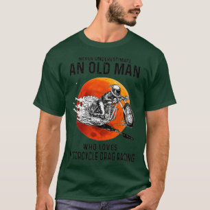 T-shirt Vieux homme qui aime la course de traîneau à mot