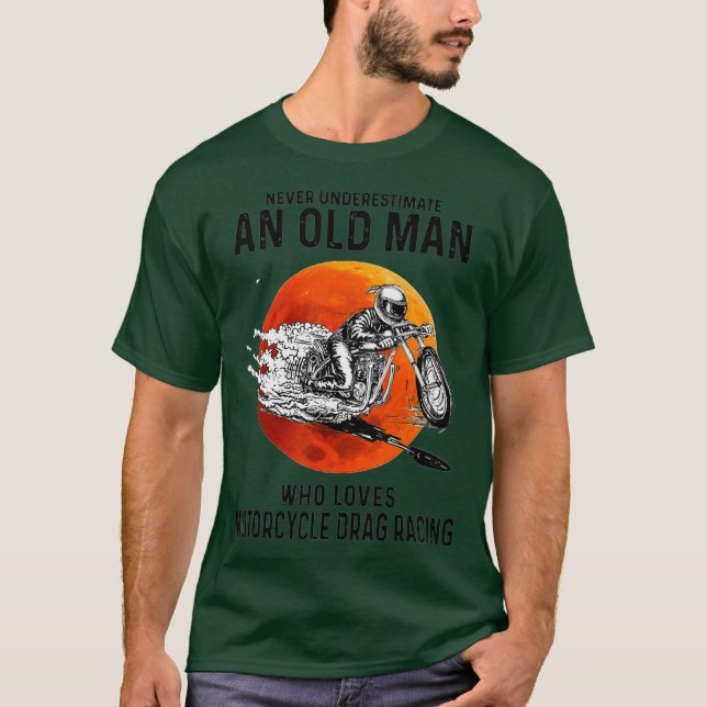 T-shirt Vieux homme qui aime la course de traîneau à moto (Devant)