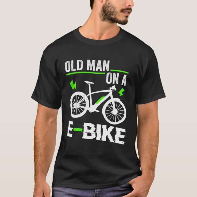 T-shirt Vieux Homme Sur Un Vélo Électronique Vélo De Sport (Devant)