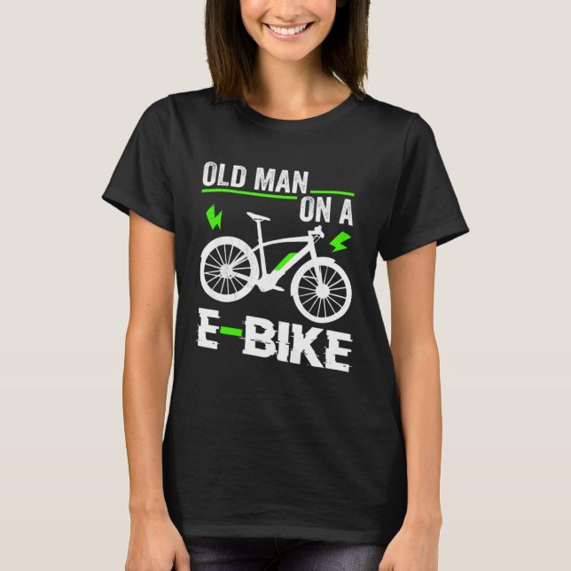 T-shirt Vieux Homme Sur Un Vélo Électronique Vélo De Sport (Devant)