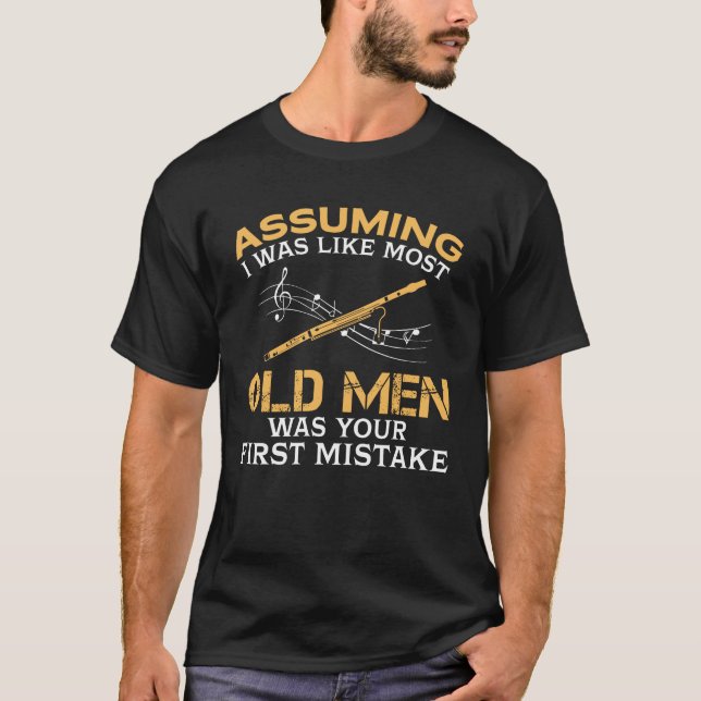T-shirt Vieux hommes drôles qui aime le basson (Devant)