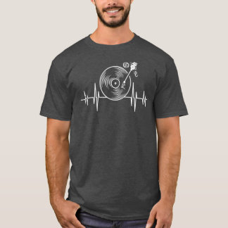 T-shirt Vieux Musique Vinyl Record Heartbeat Disque Musici
