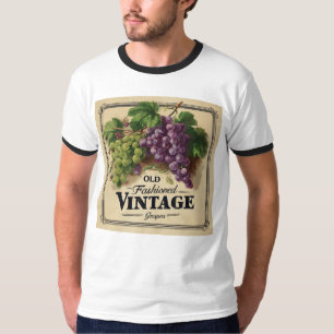 T-shirt Vieux Raisins Vintages de mode, Vin pourpre et noi