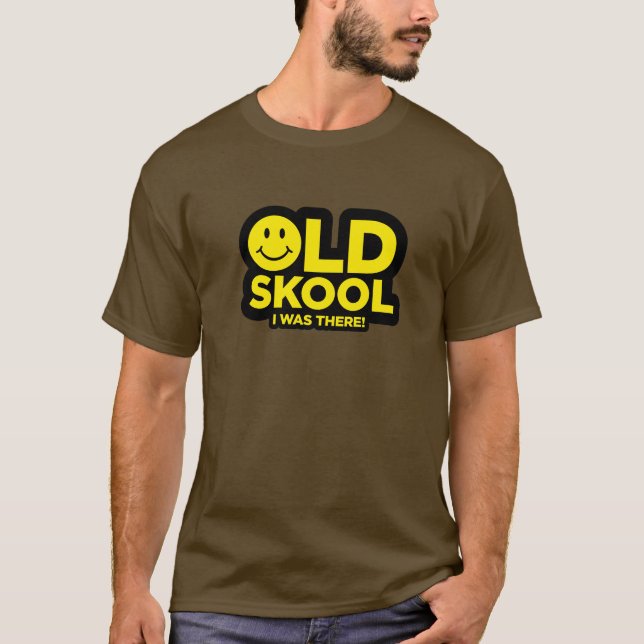 T-shirt Vieux Skool - j'étais là ! Éloge acide - brun (Devant)