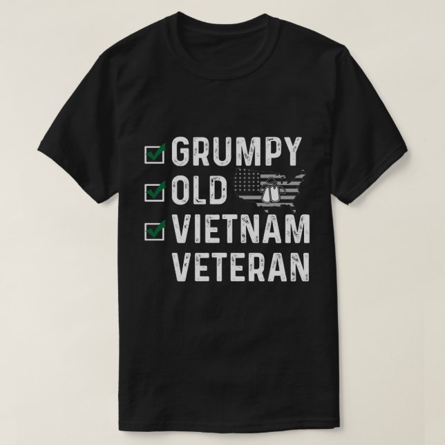 T-shirt Vieux vétéran du Viêt-nam grincheux (Design devant)