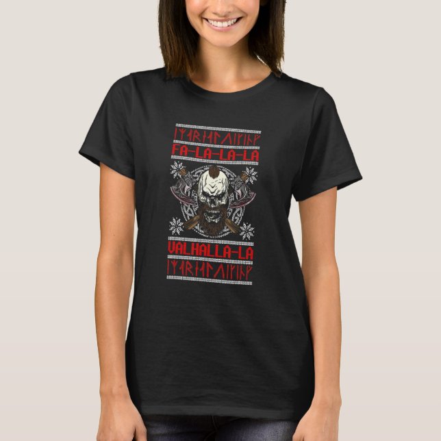T-shirt Viking Ax Fa La Valhalla La Ugly Christmas Swe (Devant)