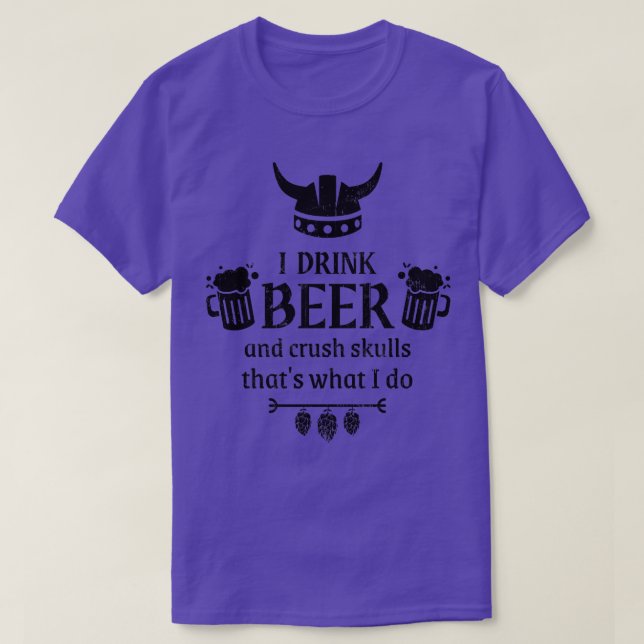 T-shirt Viking Beer Drinker Drôle Dire (Design devant)