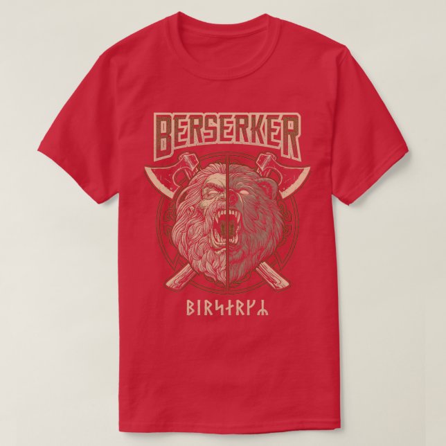 T-shirt Viking Berserker Norse Pagan Bear Warrier (Design devant)