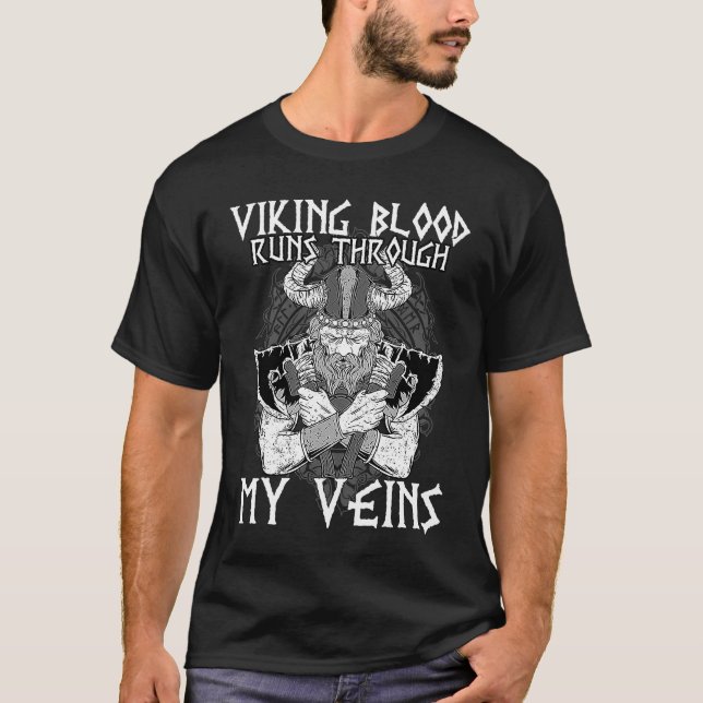 T-shirt Viking Blood Runs Through My Veins I Valhalla Viki (Devant)