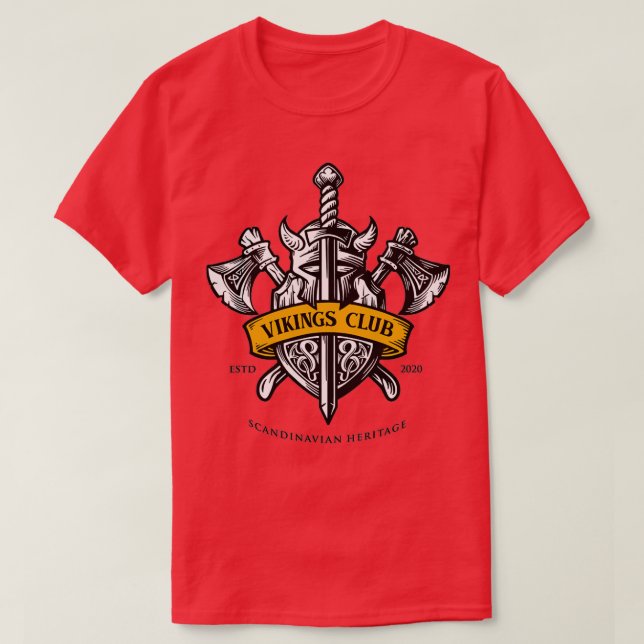 T-shirt Viking Casque Shield et Ax (Design devant)