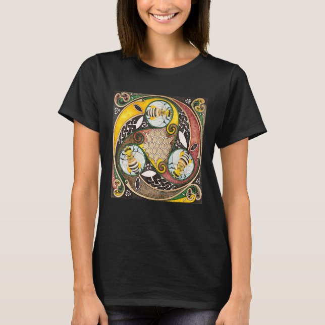 T-shirt Viking Celtic Knotwork Triple Abeilles Spirales Ce (Devant)