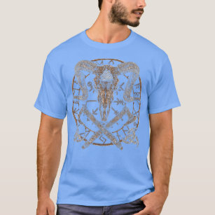 T-shirt Viking Chèvre Viking Ax Vegvisir Odin Horns Reales