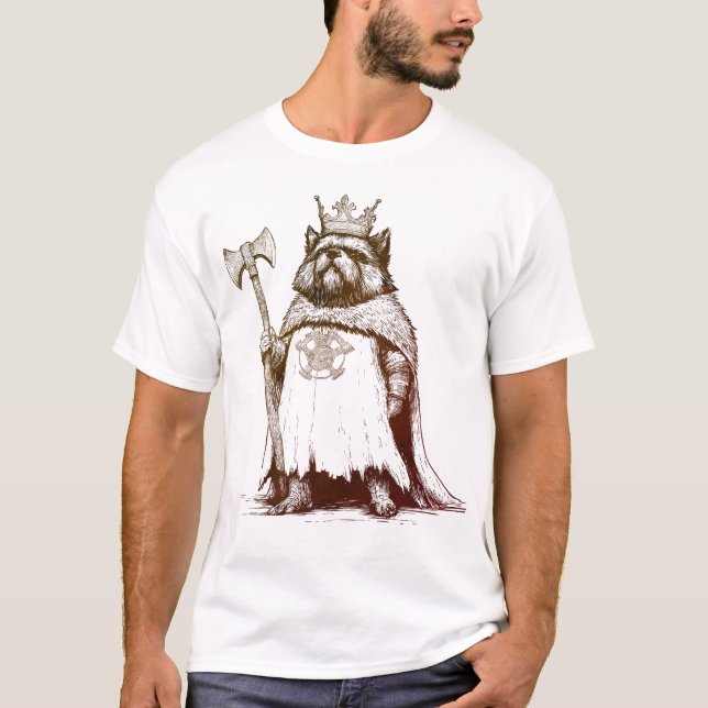 T-shirt Viking Chien King - Norse Animal Warrior Crown AX (Devant)
