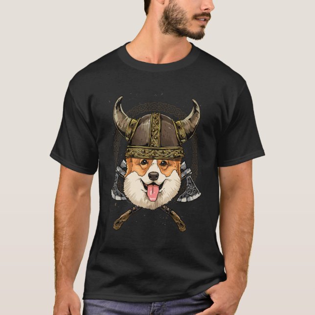 T-shirt Viking Corgi Renaissance Norse Pagan Valhalla Pet (Devant)