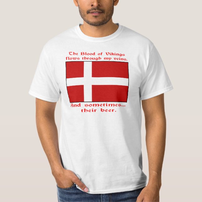 T-shirt Viking danois pour le sang et la bière (Devant)