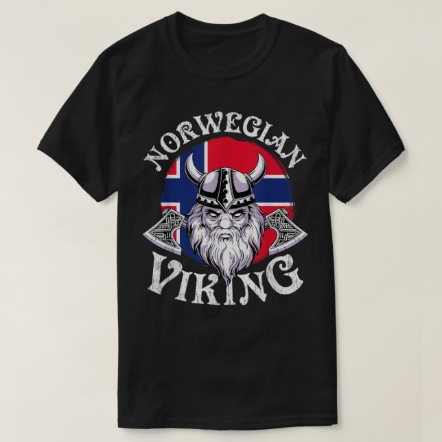 T-shirt Viking Drôle Norvège Drapeau Vikings (Design devant)