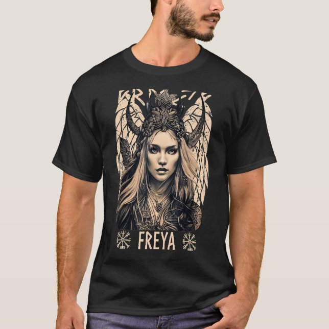 T-shirt Viking Goddess Freya Shieldmaiden Celtic Mythology (Devant)