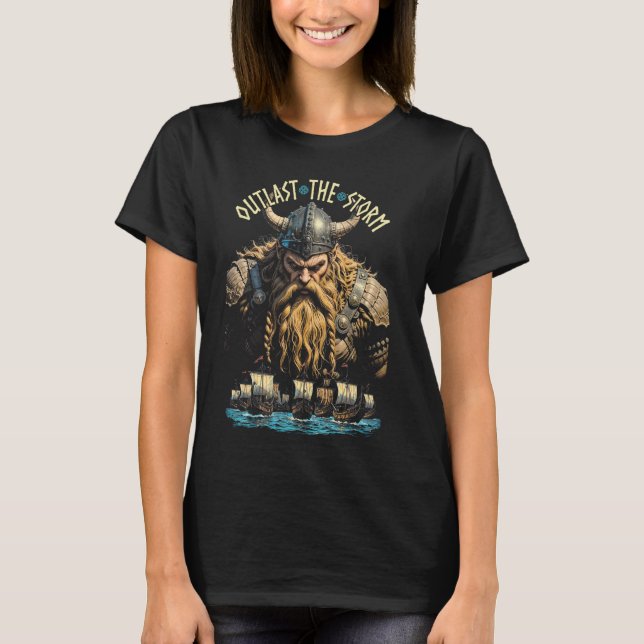 T-shirt Viking Guerrier Surdurer La tempête Norse Mytholog (Devant)
