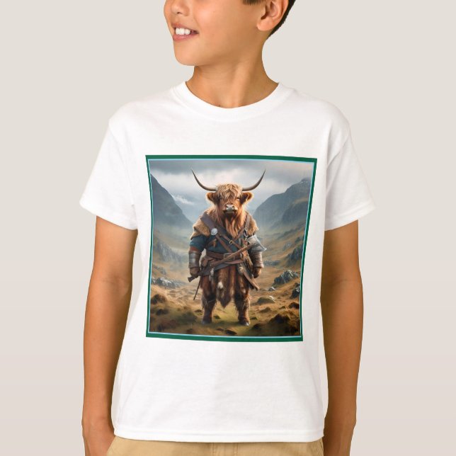 T-shirt Viking Highland Cow,  (Devant)