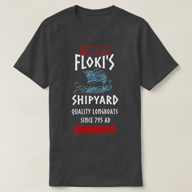 T-shirt Viking Kattegat Flokis Shipyard Funny Norse Citati (Design devant)