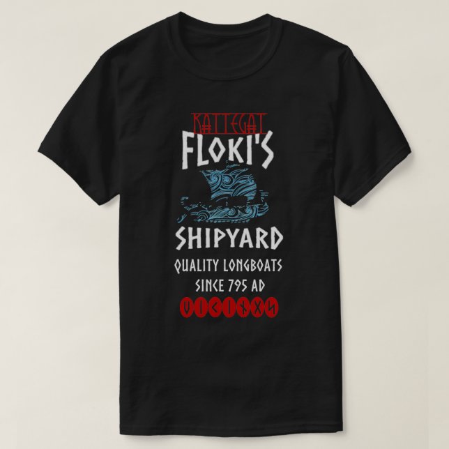 T-shirt Viking Kattegat Flokis Shipyard Funny Norse Citati (Design devant)
