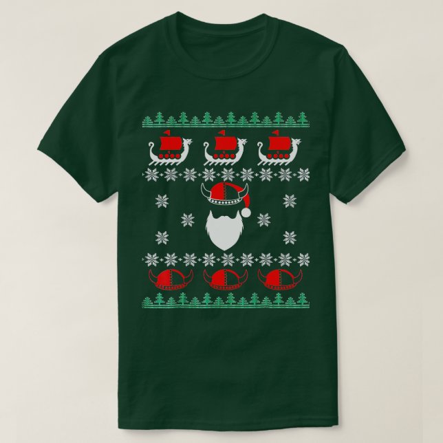 T-shirt Viking laids Christmas Père Noël Ships Viking Casq (Design devant)
