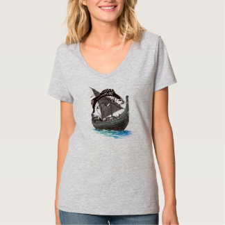 T-shirt Viking Longship Vintage & Silhouette de Saumon | N