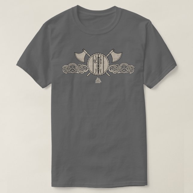 T-shirt Viking Norse Ornamos Ax Et Shield Asatru (Design devant)