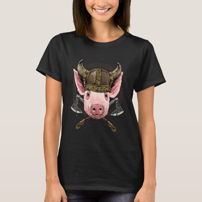 T-shirt Viking Pig Renaissance Norse Pagan Valhalla Farmer (Devant)