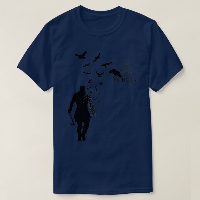 T-shirt Viking Ragnar Lodbrok Valhalla Odin Ravens  (Design devant)