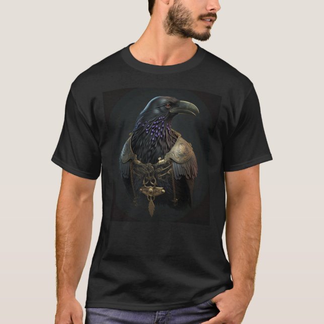 T-shirt Viking Raven Norse Warrior Crow Vikings Style (Devant)