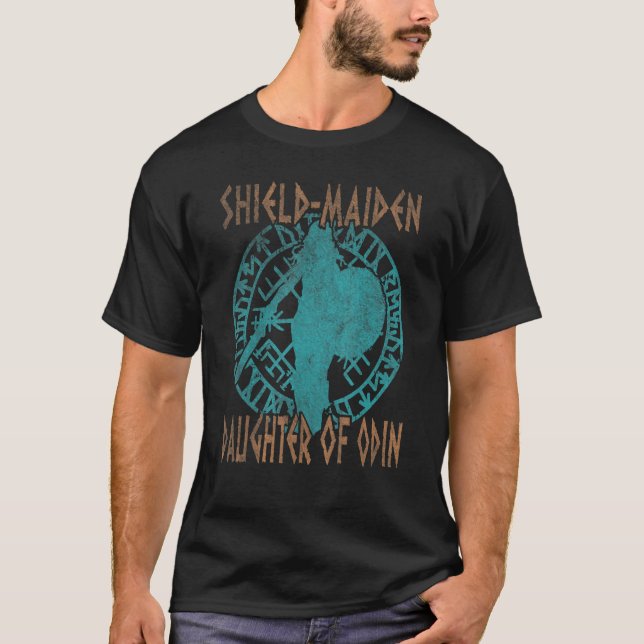 T-shirt Viking Shield Maiden Lagherta Warrior Vegvisir Vik (Devant)