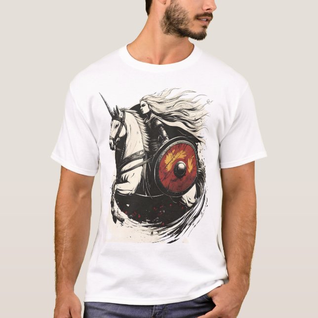 T-shirt Viking Shield Maiden Licorne (1) (Devant)