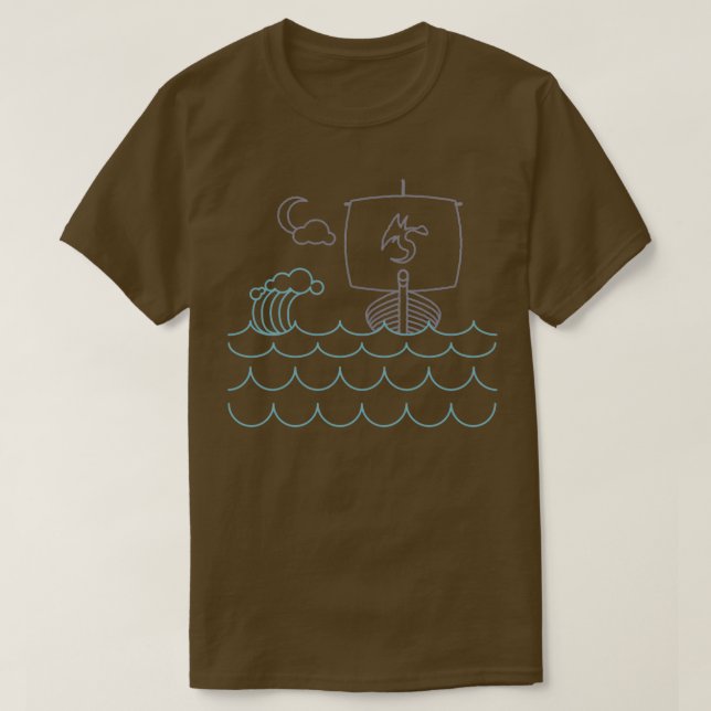 T-shirt Viking Ship Rough Sea (Design devant)