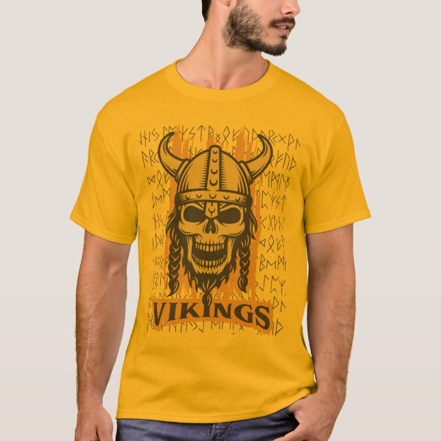 T-shirt Viking Skeleton Orange (Devant)