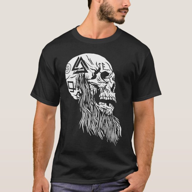 T-shirt Viking Skull bizarre Bizarre amusant foncé (Devant)