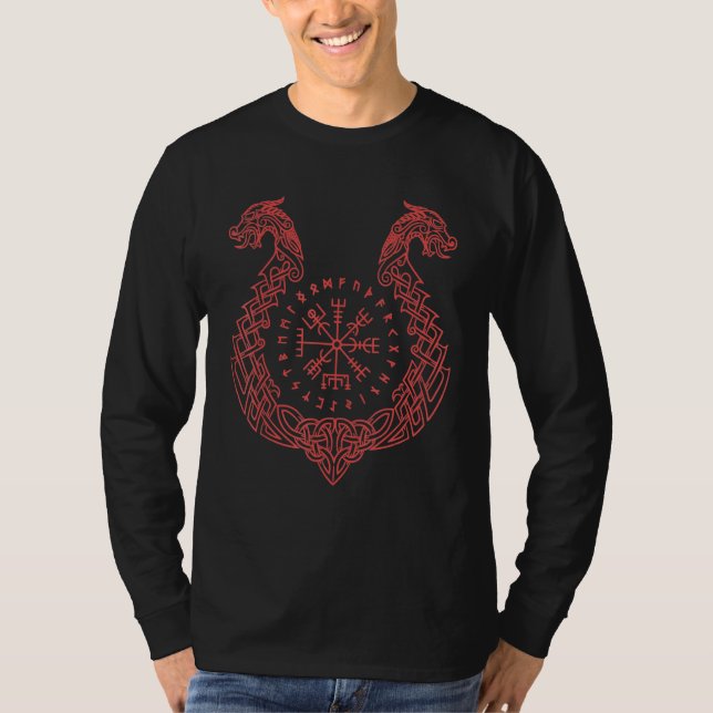 T-shirt Viking Symbol Compass Vegvisir Norse Mythology (Devant)