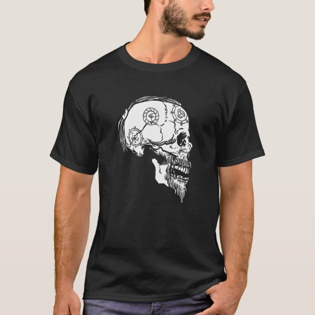 T-shirt Viking Valhalla Crâne Norse Mythologie Cheveux tre (Devant)