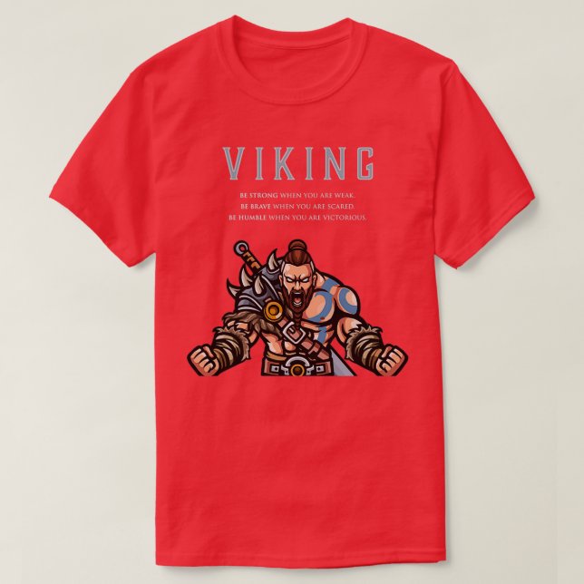 T-shirt Viking Warrior Be Strong Be Brave Be Humble 2 (Design devant)