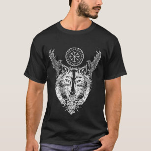 T-shirt Viking Wolf Raven Vegvisir