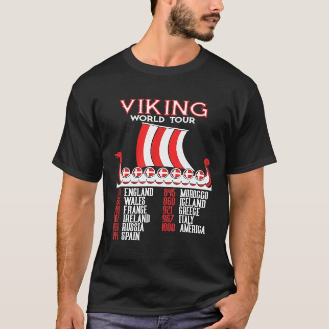 T-shirt Viking World Tour Denmark Viking Ship Longship Vik (Devant)