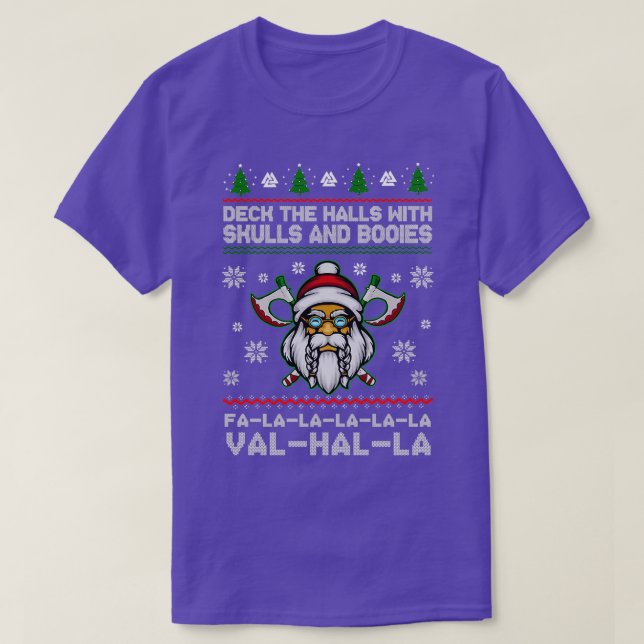 T-shirt VikingDeckTheHallsWithSkullsAndBodiesNoël (Design devant)
