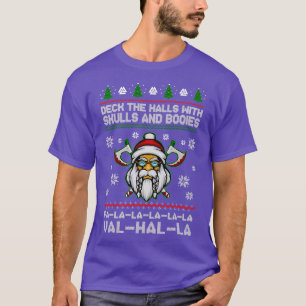 T-shirt VikingDeckTheHallsWithSkullsAndBodiesNoël