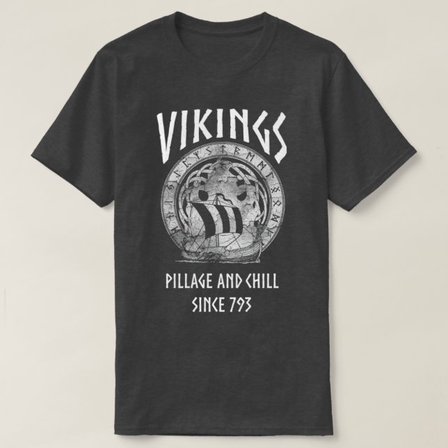 T-shirt Vikings Pillage et refroidissement depuis (Design devant)