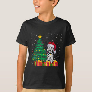 T-shirt Vilain Dalmatien Santa Hat Noël Lumières Chien Aim