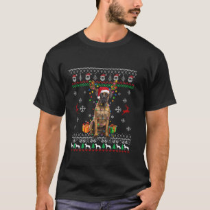 T-shirt Vilain grand dane Reindeen feux de Noël Xma