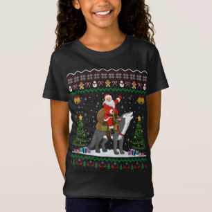T-Shirt Vilain Loup Noël Cadeau Père Noël équitation Loup